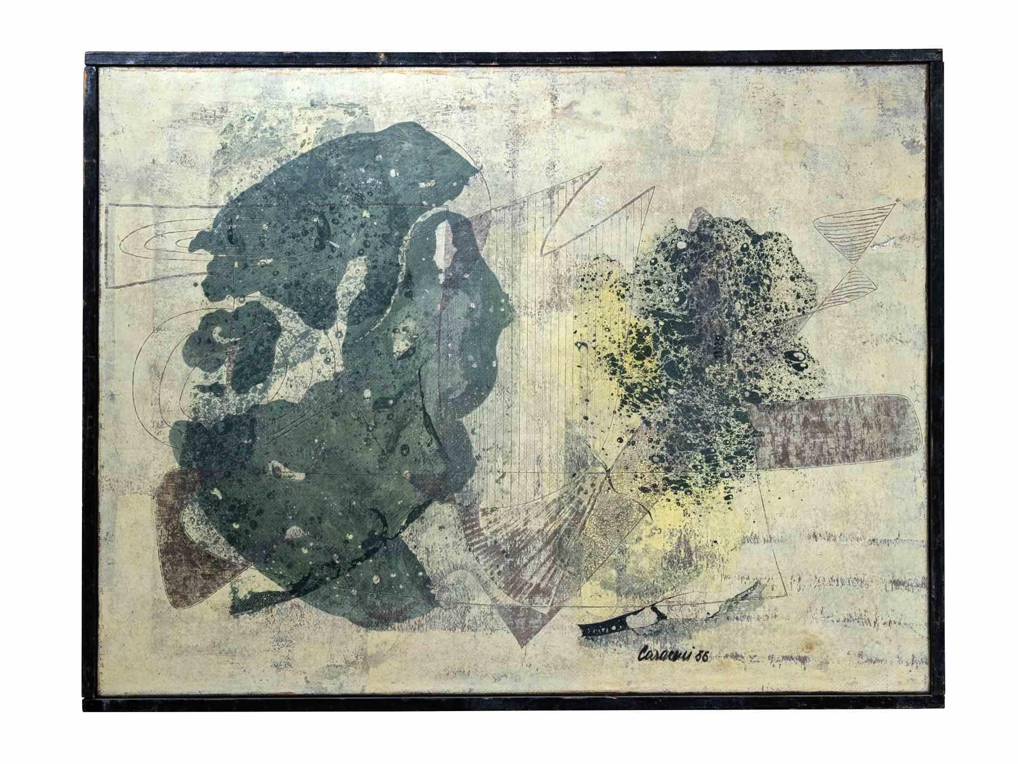 Untitled is an artwork realized by Ezio Bruno Caraceni, in 1956. 

Mixed media on canvas, 52 x 67 cm.

Hand signed and dated bottom right.

Good conditions 