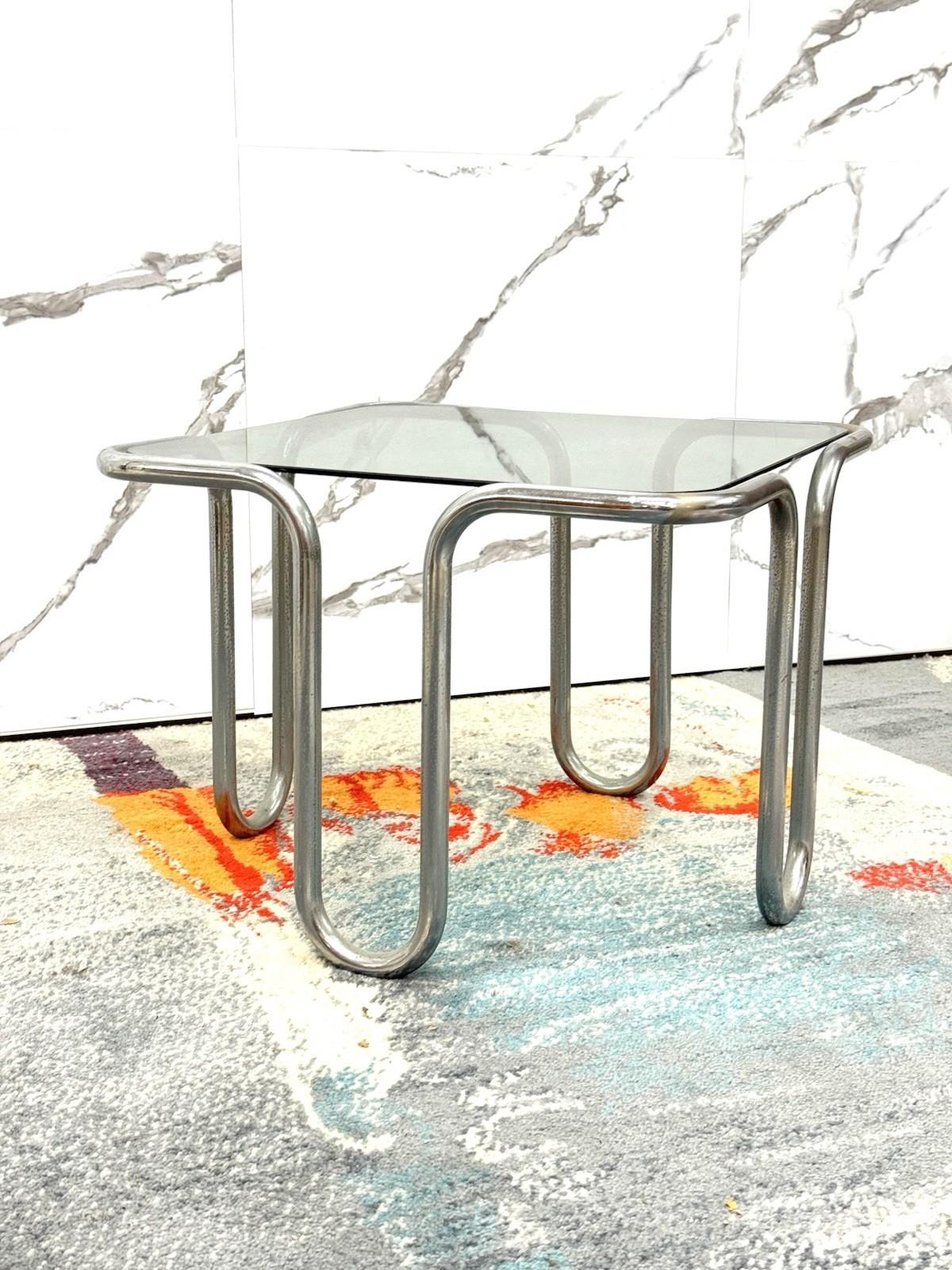 Space Age Ezio Didone Tavolino da caffè Vintage Design Acciaio cromato anni 70 in vendita