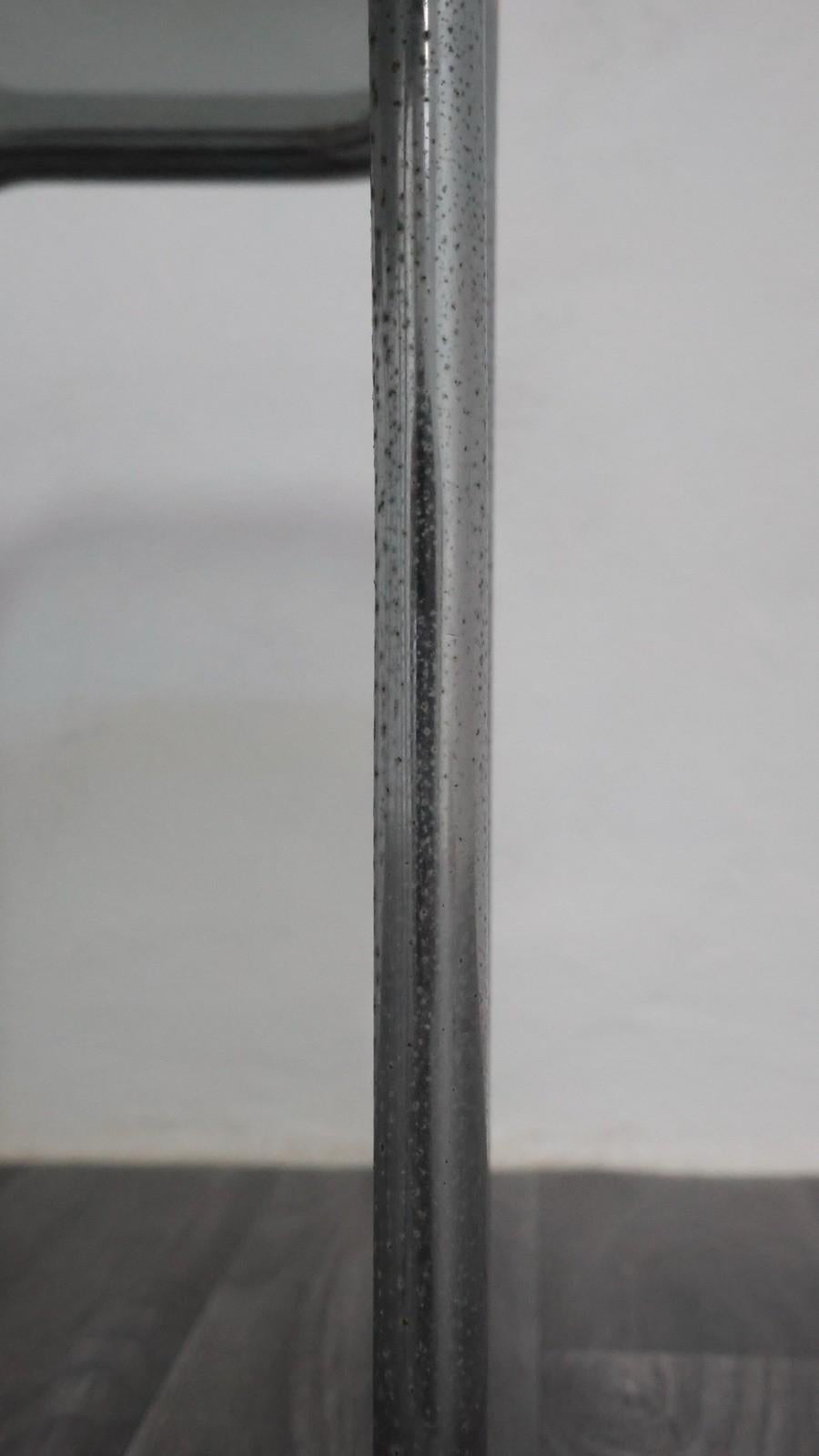 Ezio Didone Tavolino In Acciaio Tubolare Cromato Cristallo Fumè Design Anni '70 en venta 2