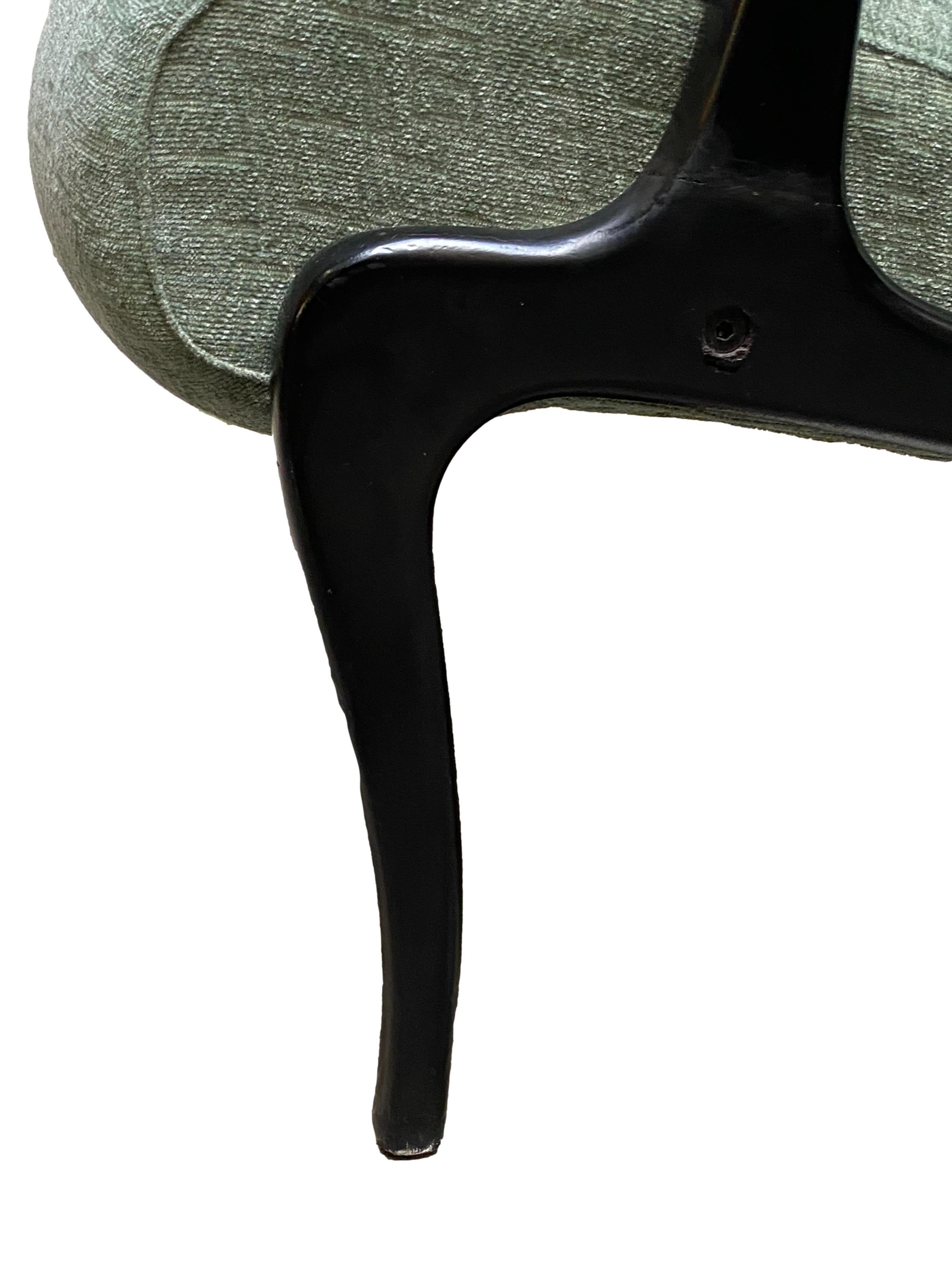 Ezio Longhi para Elam Sillón de madera y tela verde, Italia, 1950 1