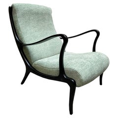 Ezio Longhi for Elam Armchair in Wood and Green Fabric, Italy, 1950