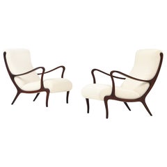 Ezio Longhi Pair of 'Mitzi' Walnut Lounge Chairs for Elam, circa 1958