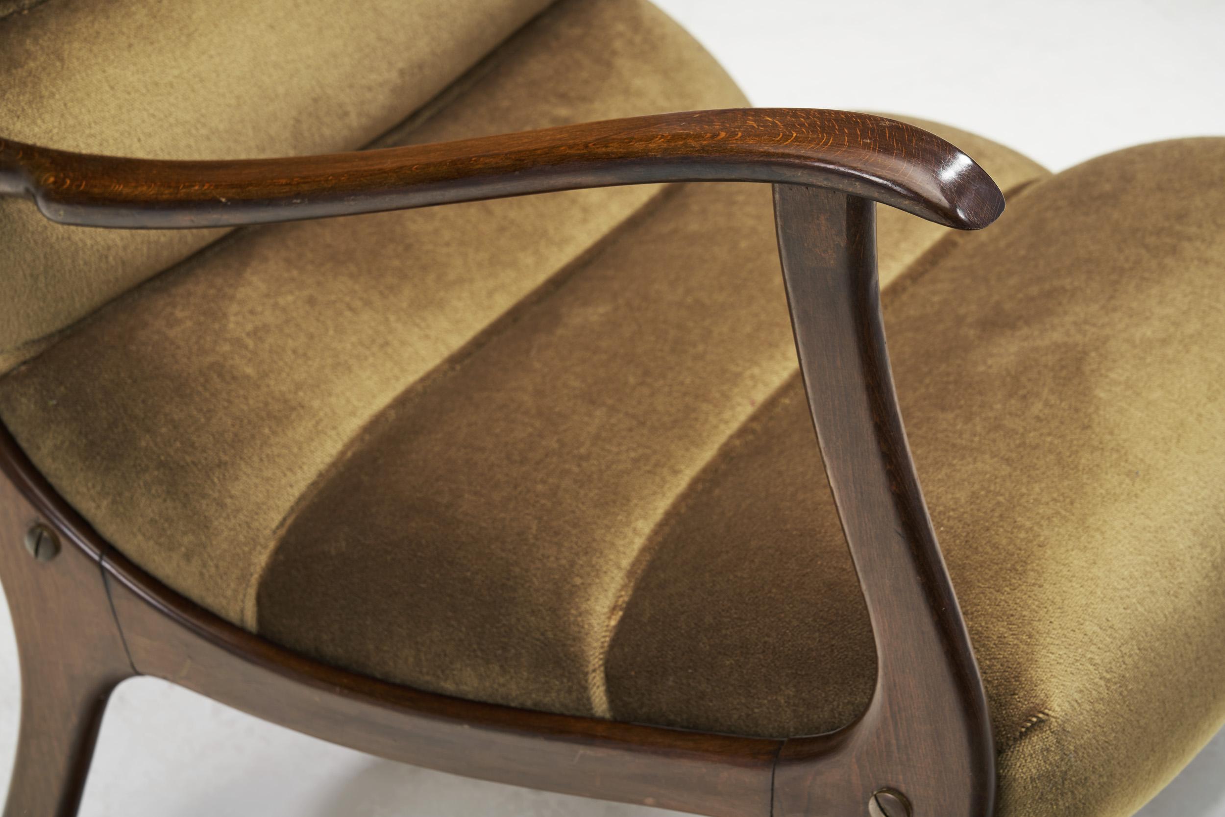 Ezio Longhi Pair of Ribbed-Back Lounge Chairs for ELAM, Italy, 1960s 3