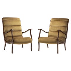 Vintage Ezio Longhi Pair of Ribbed-Back Lounge Chairs for ELAM, Italy, 1960s