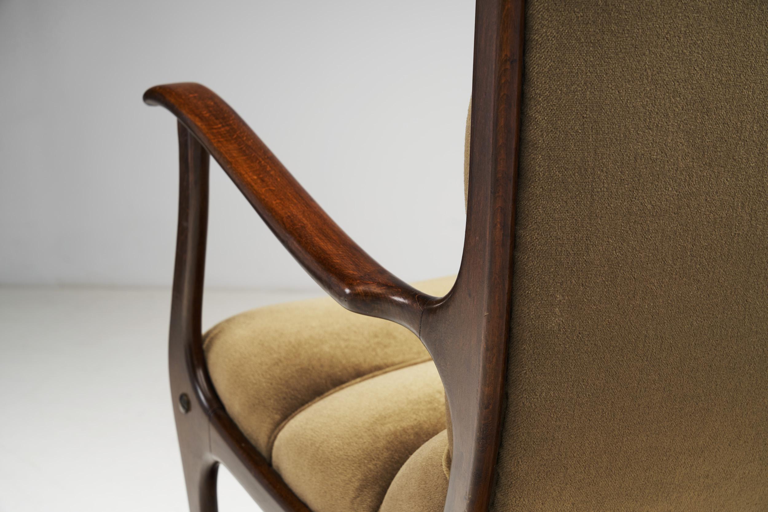 Fabric Ezio Longhi Ribbed-Back Lounge Chair for ELAM, Italy 1960s For Sale