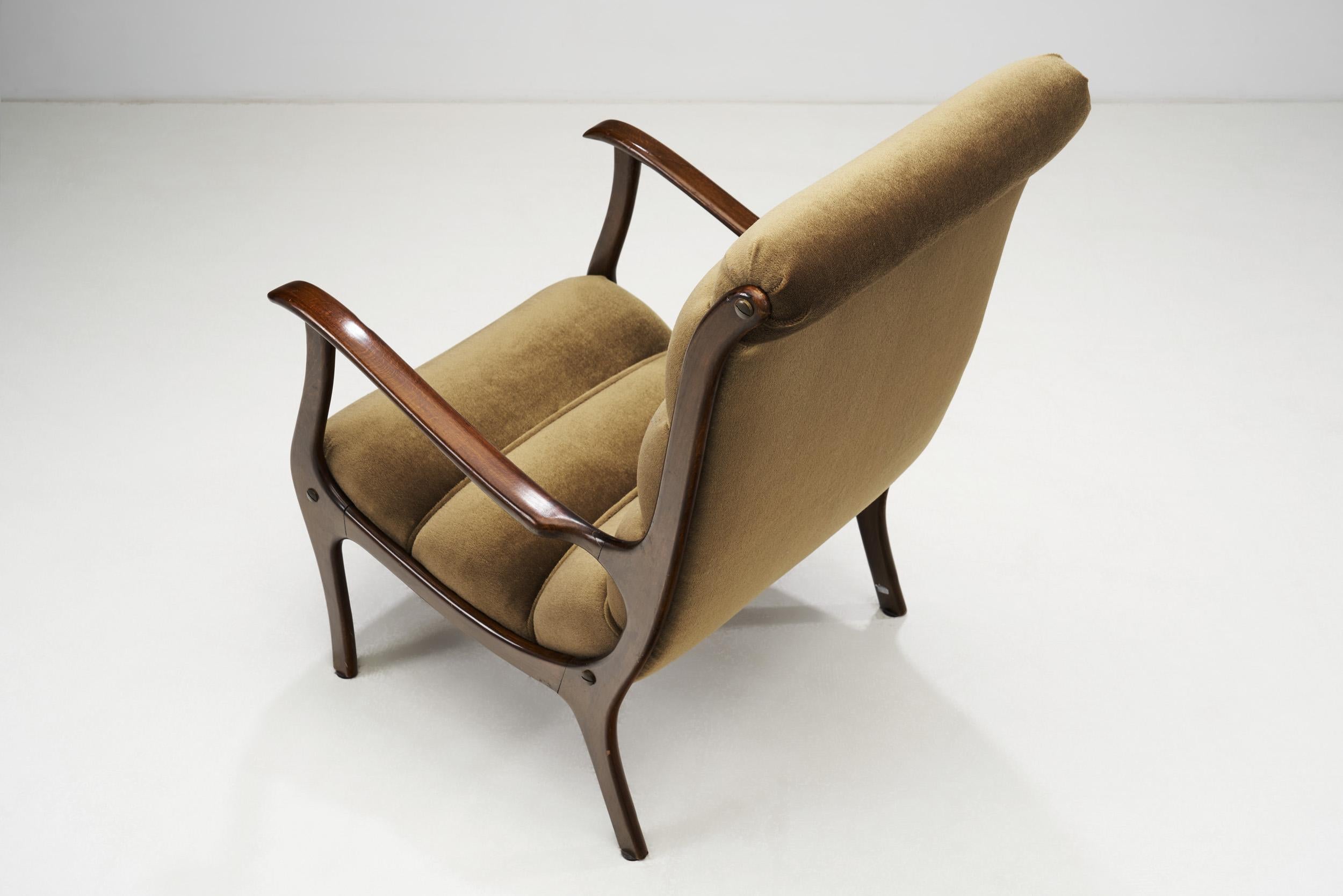 Mid-Century Modern Ezio Longhi Ribbed-Back Lounge Chair for ELAM, Italy 1960s For Sale