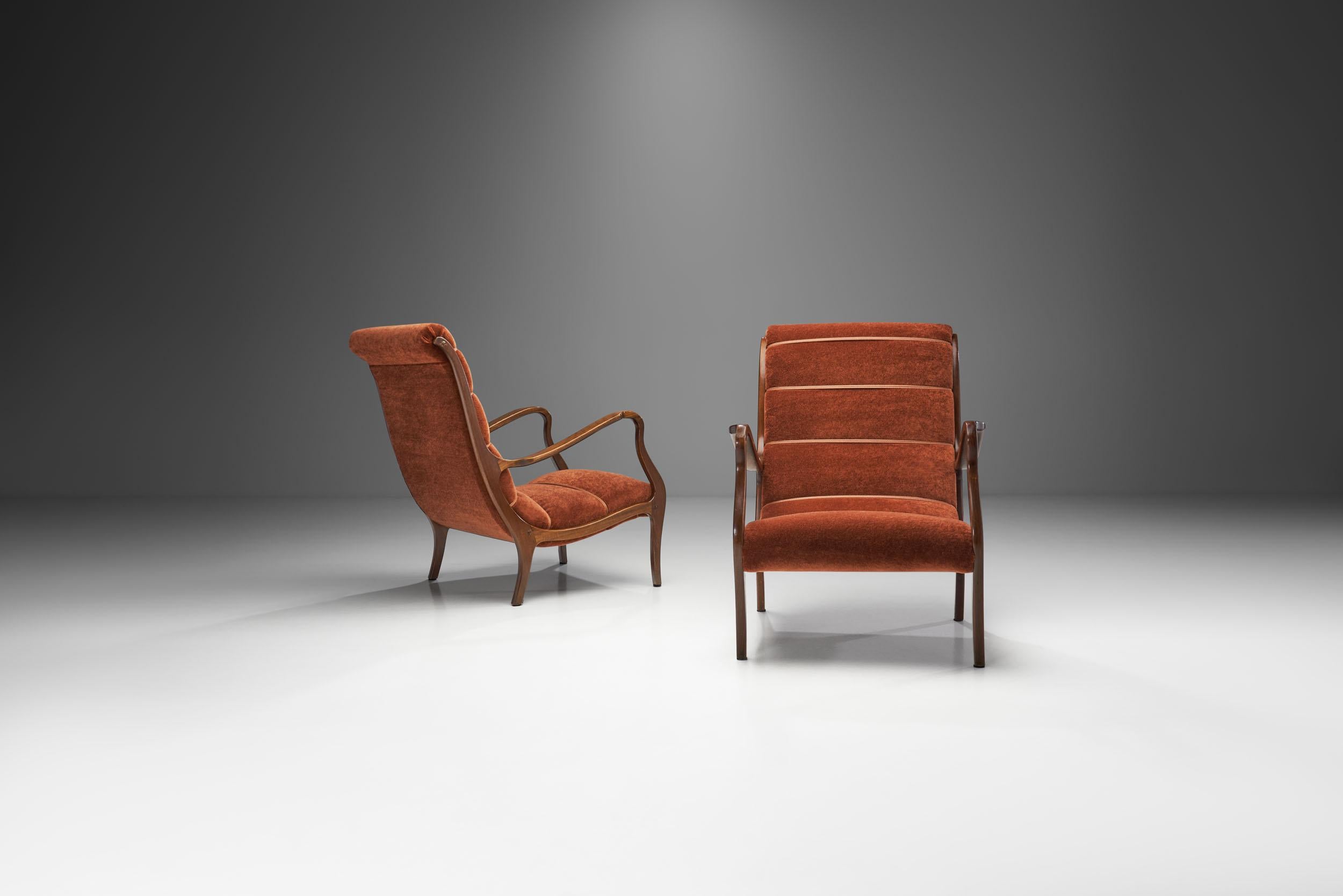 Ezio Longhi Ribbed-Back Lounge Chairs for ELAM, Italy 1960s  In Good Condition In Utrecht, NL