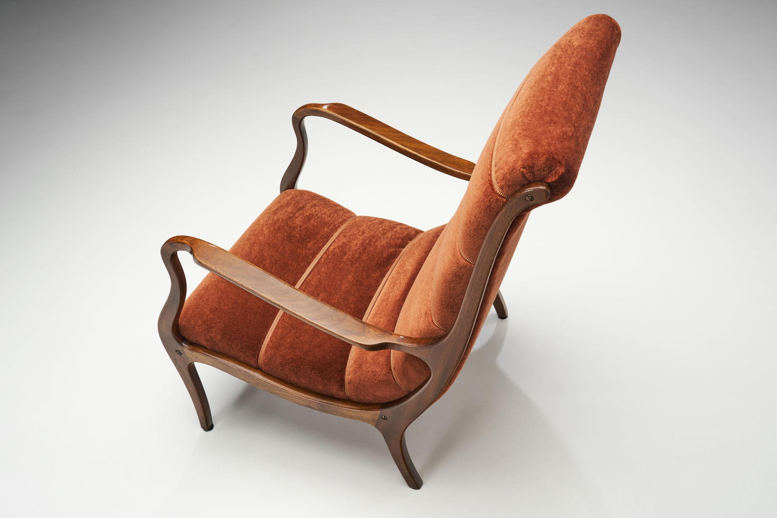 Fabric Ezio Longhi Ribbed-Back Lounge Chairs for ELAM, Italy 1960s 