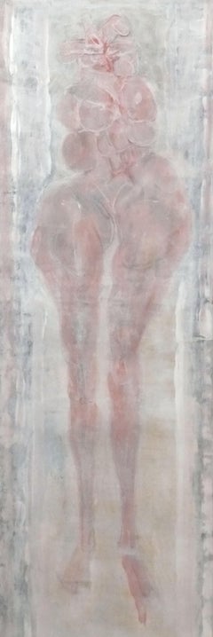 Ezio Martinelli Abstract Figural Painting 59" x 20.5" Mid Century Modern Art