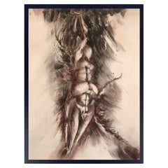 Ezio Martinelli Abstract Figural Painting 65.25" x 46.25" Mid Century Modern Art