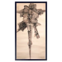 Ezio Martinelli Abstract Figural Painting 78.5" x 42.5" Mid Century Modern Art