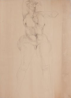 Ezio Martinelli Figural Drawing 65.5" x 50.5" Mid Century Modern Art