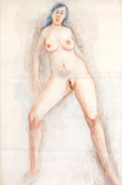 Ezio Martinelli Figural Gemälde 43,5" x 30,5" Mid Century Modern Art