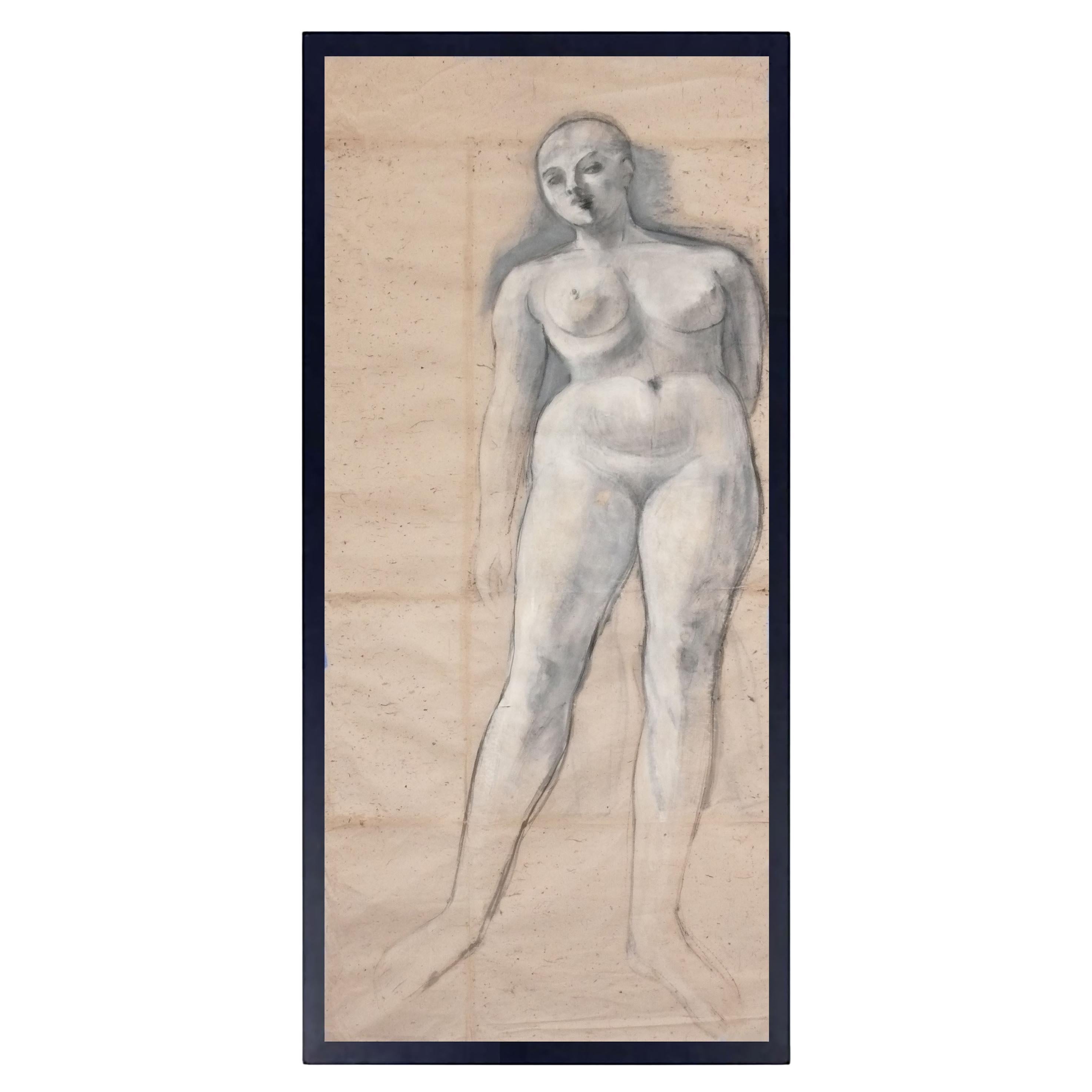 Ezio Martinelli Figural Painting 80.5" x 30.5" Mid Century Modern Art For Sale