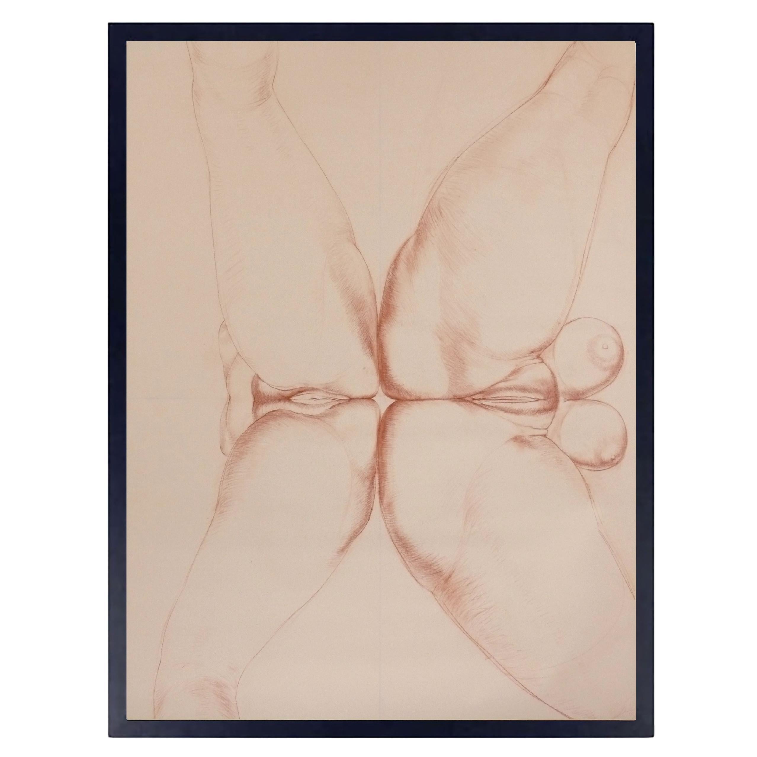 Ezio Martinelli Figural Study Drawing 103.5" x 65.75" Mid Century Modern Art For Sale