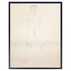 Ezio Martinelli Figural Study Drawing 31.5" x 25.5" Mid Century Modern Art