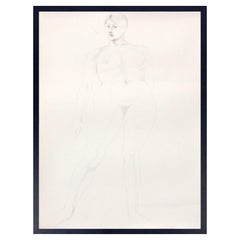 Ezio Martinelli Figural Study Drawing 33.5" x 25.5" Mid Century Modern Art