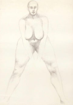 Ezio Martinelli Figural Study Drawing 37.25" x 27" Mid Century Modern Art