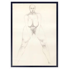 Ezio Martinelli Figural Study Drawing 37.25" x 27" Mid Century Modern Art
