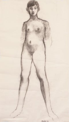 Ezio Martinelli Figural Study Drawing 41.5" x 25" Mid Century Modern Art