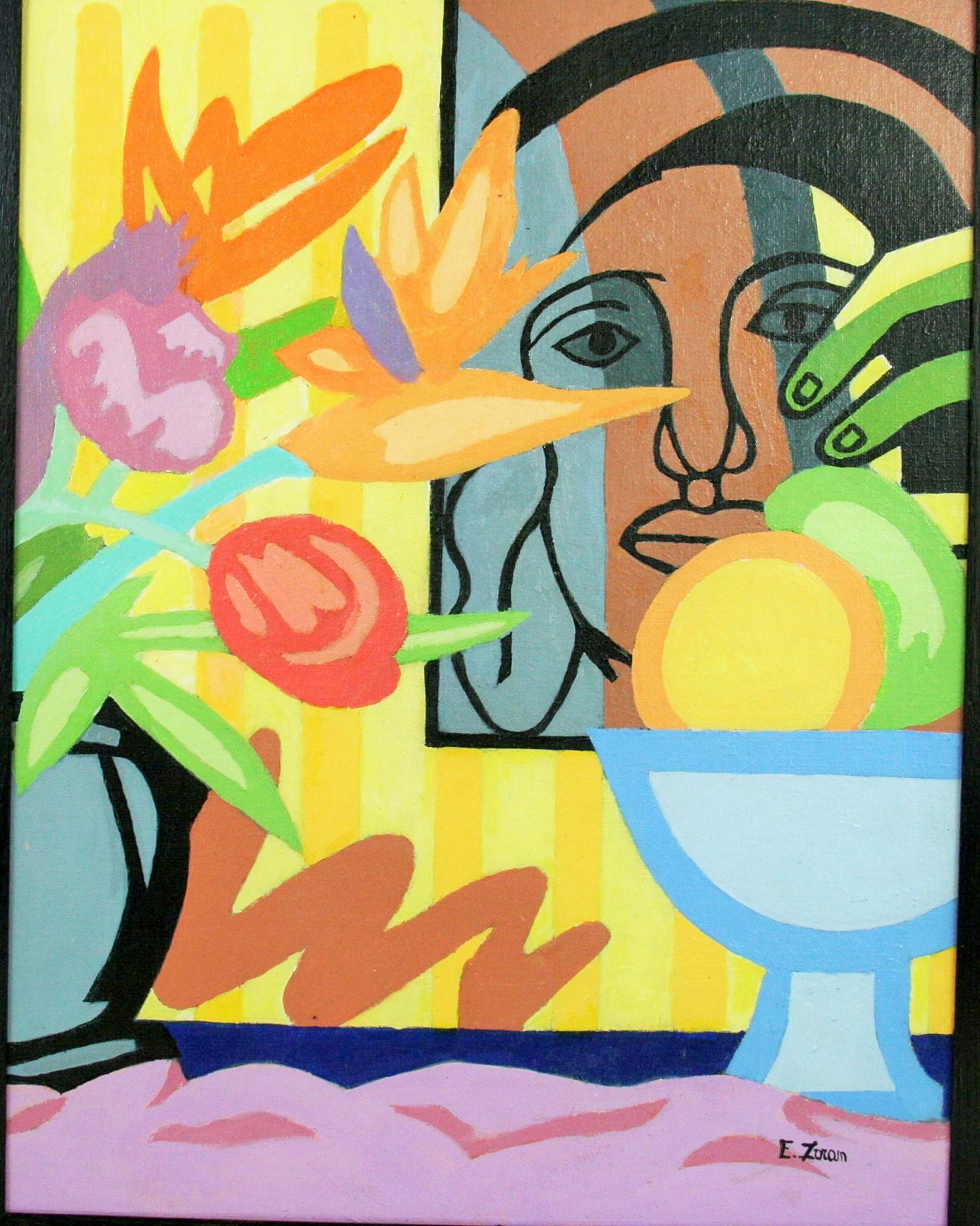 Floral fauvista  Bodegón figurativo - Painting de E.Zoran