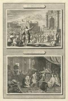 Ezra Reading the Law and Esther before Ahasuerus, Pieter Mortier, circa 1700