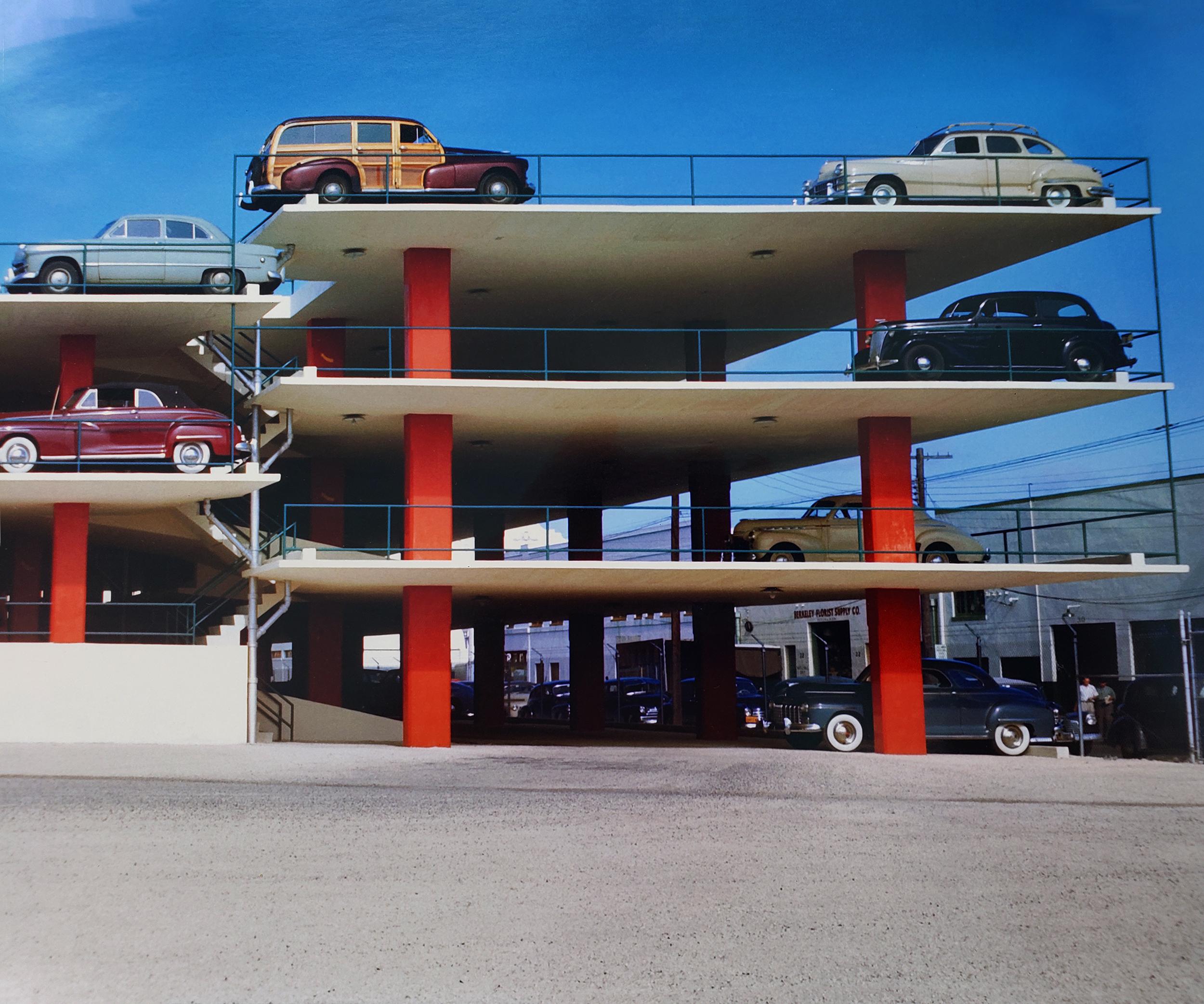 Miami Parking Garage, Robert Law Weed and Associates, Miami Fl.  - Blue Color Photograph by Ezra Stoller