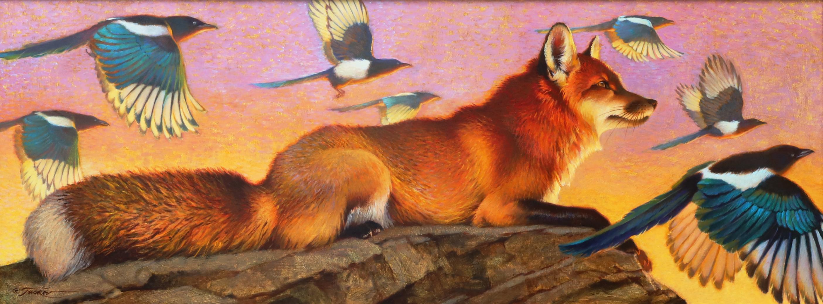 Magpie Melody - Realist Painting by Ezra Tucker