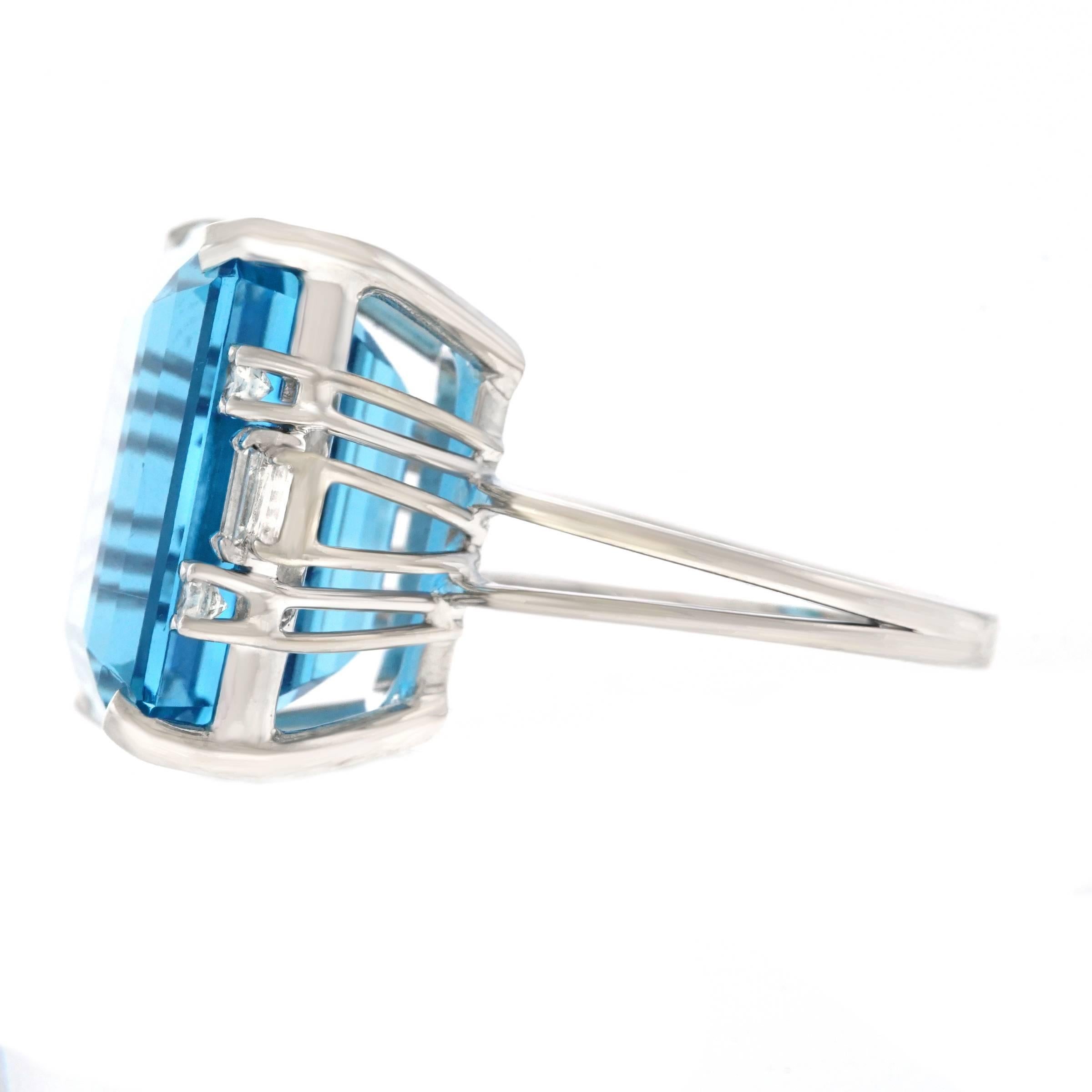 F & F Felger 23 Carat Aquamarine and Diamond Set Gold Ring 3