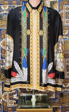F/2014 look # 20 NEW VERSACE PRINTED 100% SILK Shirt IT 58 - 4XL