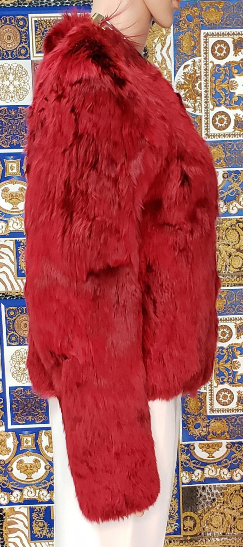F/2014 look # 23 NEW VERSACE RED ALPAKA FUR JACKET 42 - 6 For Sale at ...
