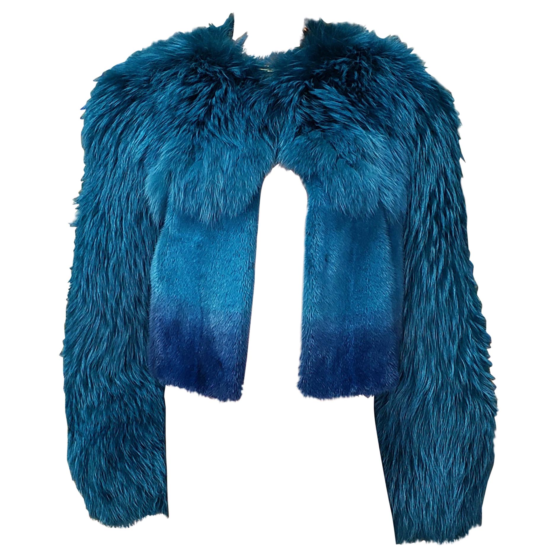 F/2014 look # 9 NEW VERSACE EMERALD MINK and RACCOON FUR JACKET 44 - 8