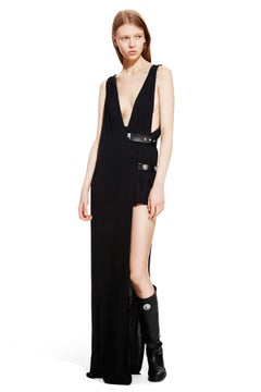 F/2015 L#16 VERSUS VERSACE+ANTHONY V.ASYMMETRIC BLACK DRESS w/DEEP V-NECK 38 - 2