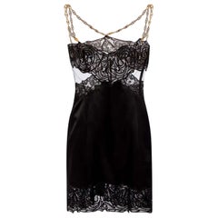 F/2019 L#49 VERSACE BLACK LACE DRESS w/CHAIN DETAILS as seen as Emily 38, 40
