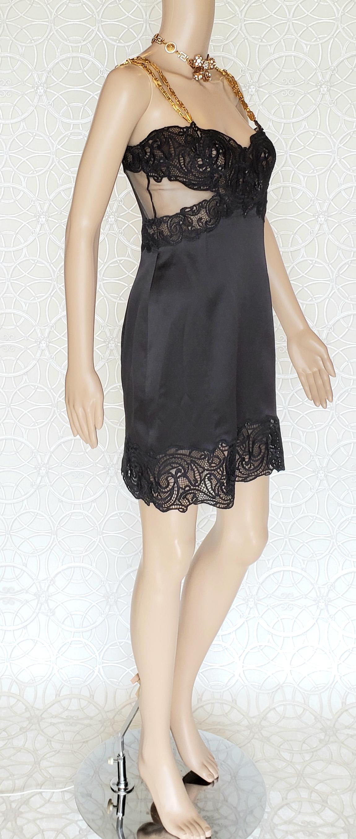 Black F/2019 L#49 VERSACE BLACK LACE DRESS w/CHAIN DETAILS as seen as Emily 38 - 2