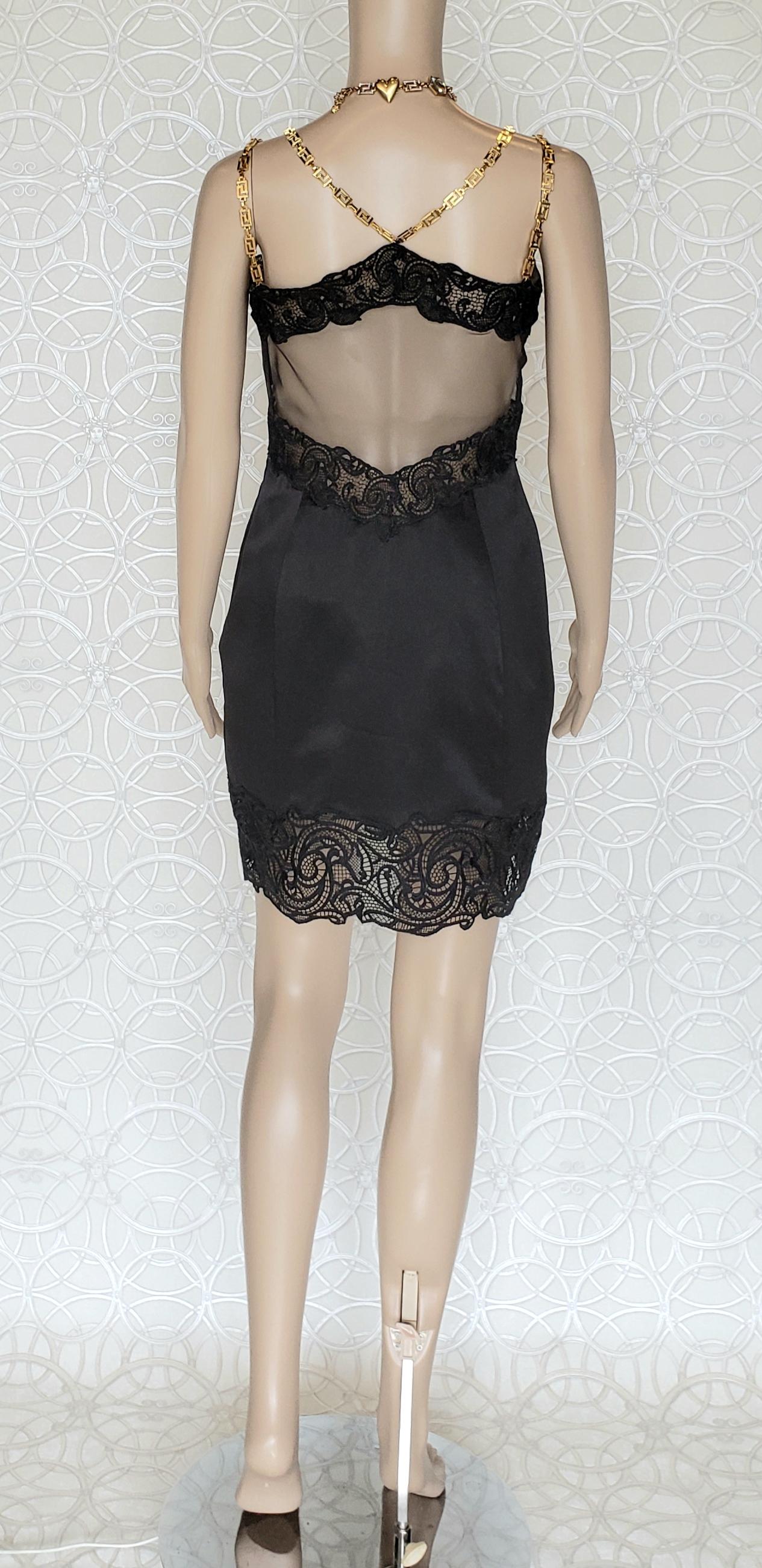 F/2019 L#49 VERSACE BLACK LACE DRESS w/CHAIN DETAILS as seen as Emily 38 - 2 1