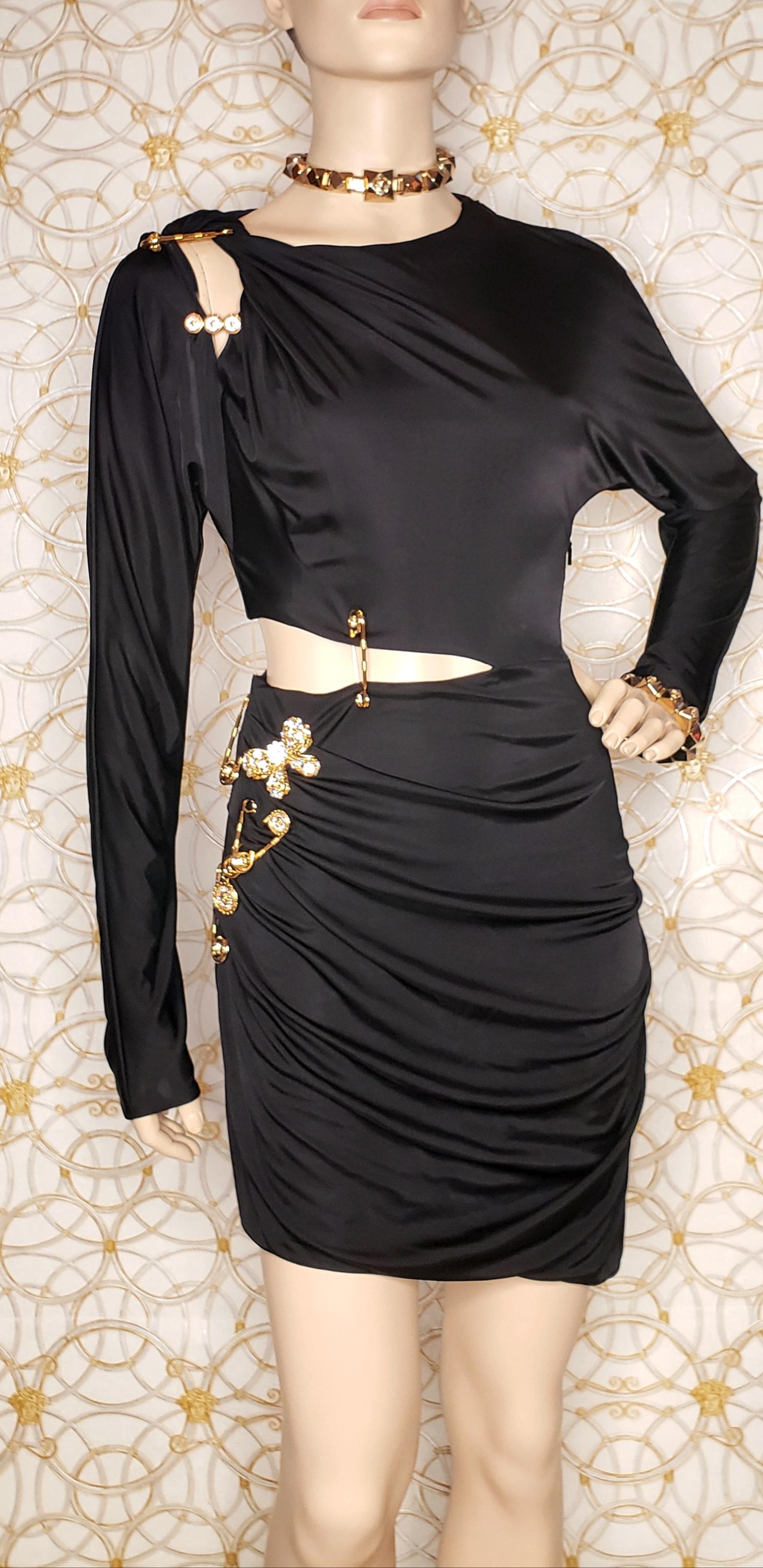  F/2019 look # 26 BLACK PIN UP KNIT COCKTAIL MINI Dress, IT 40 - US 4 - 6 5