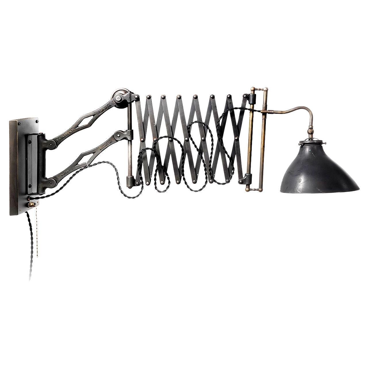 F. A. Hardy Scissor Lamp with Mercury Glass Shade