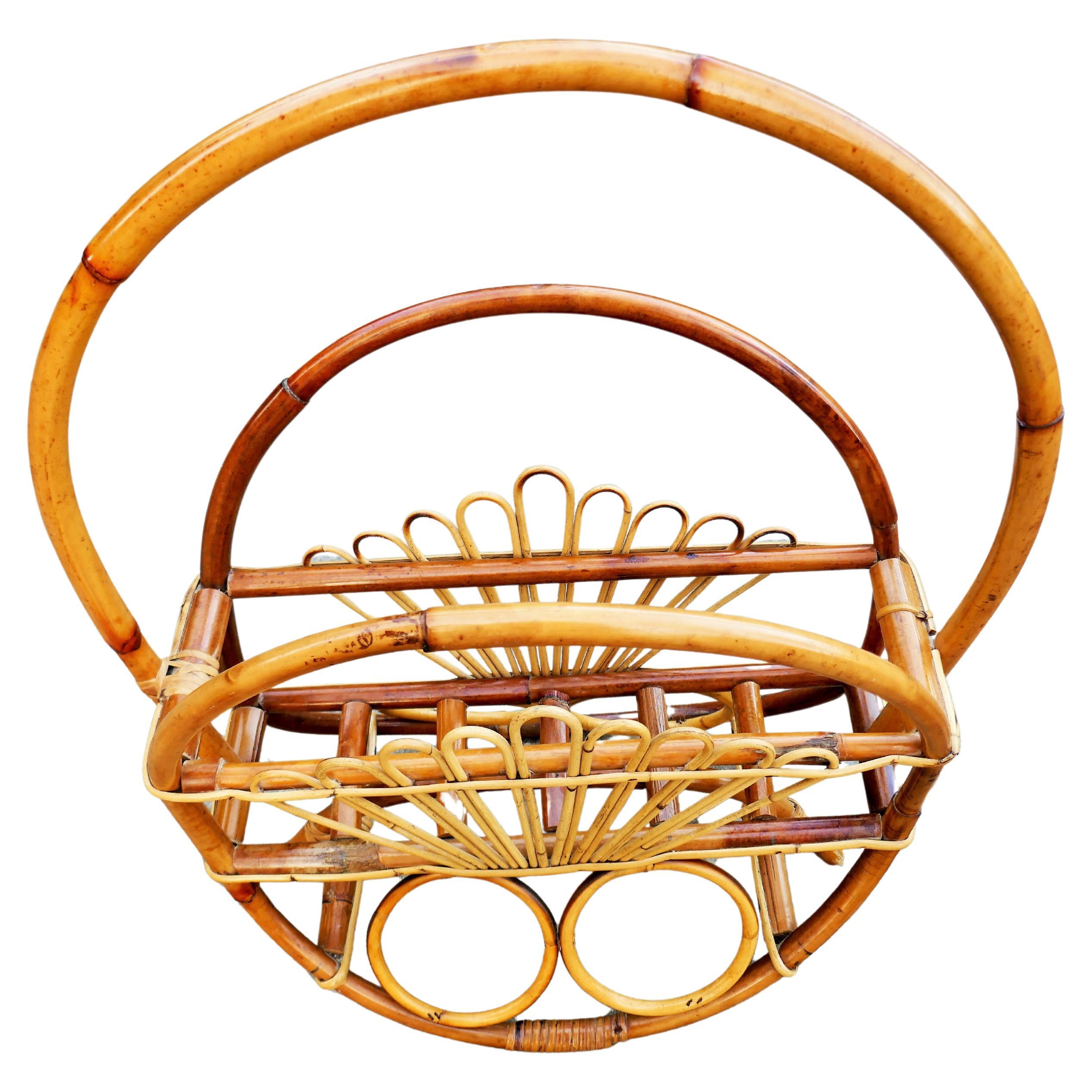 Bamboo rattan magazine rack in vendita 4