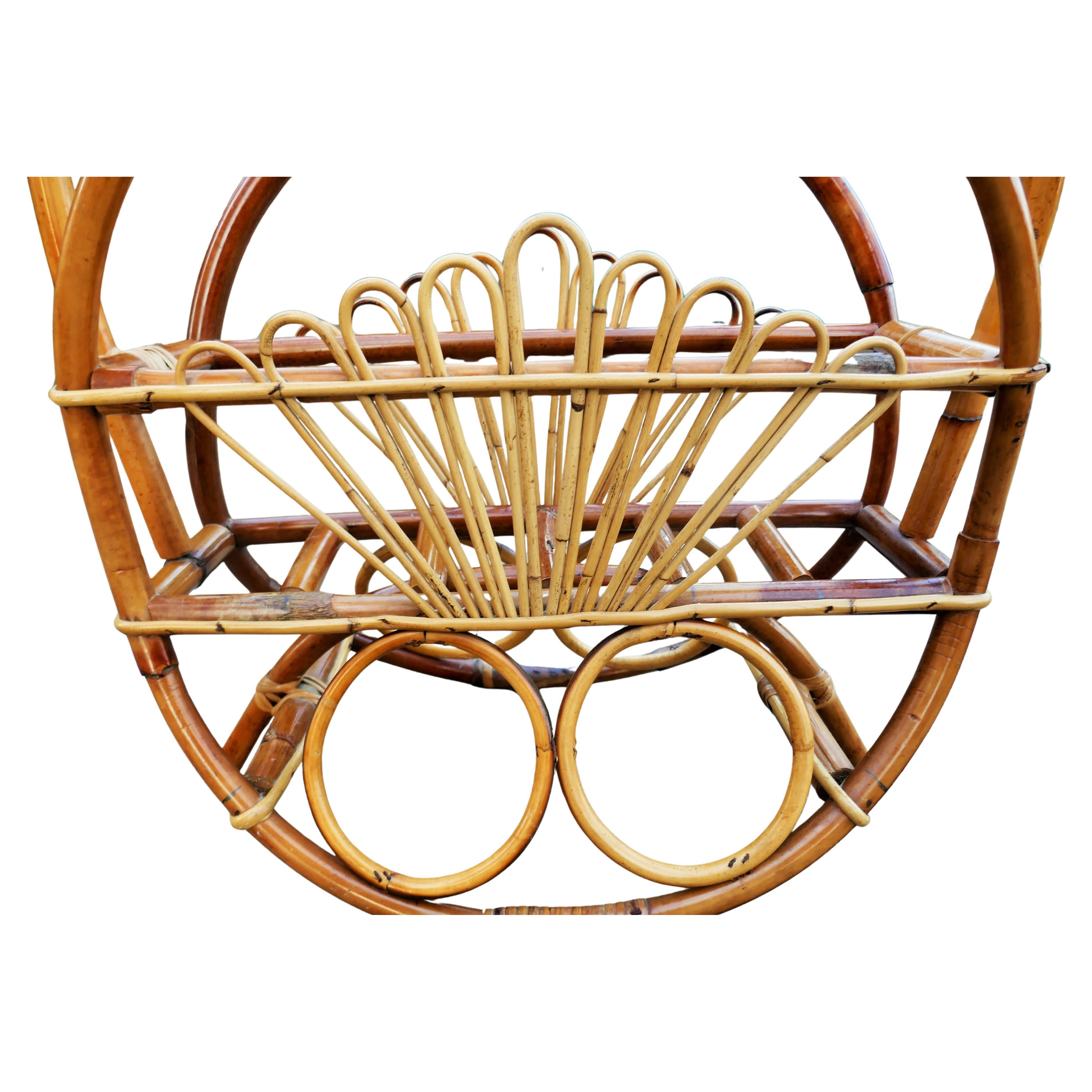 Bamboo rattan magazine rack in vendita 2