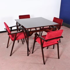 F. Albini for Poggi, "TL3" Mod. Wood Table and Set of 4 "Luisa" Chair, Italy