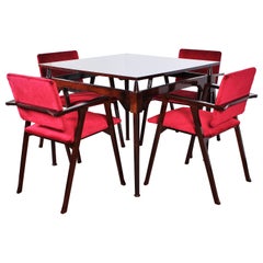 F. Albini for Poggi, "TL3" Mod. Wood Table and Set of 4 "Luisa" Chair, Italy