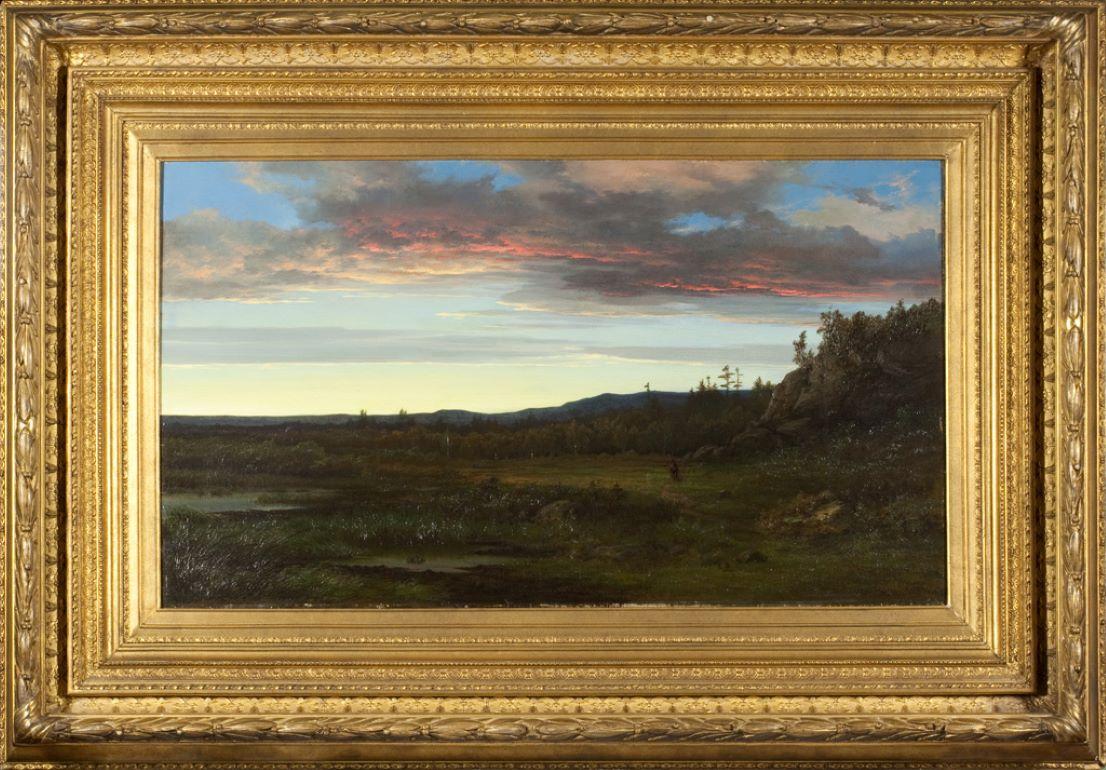 Sunset Landscape, 1868 - Painting by F. Alexander Wust