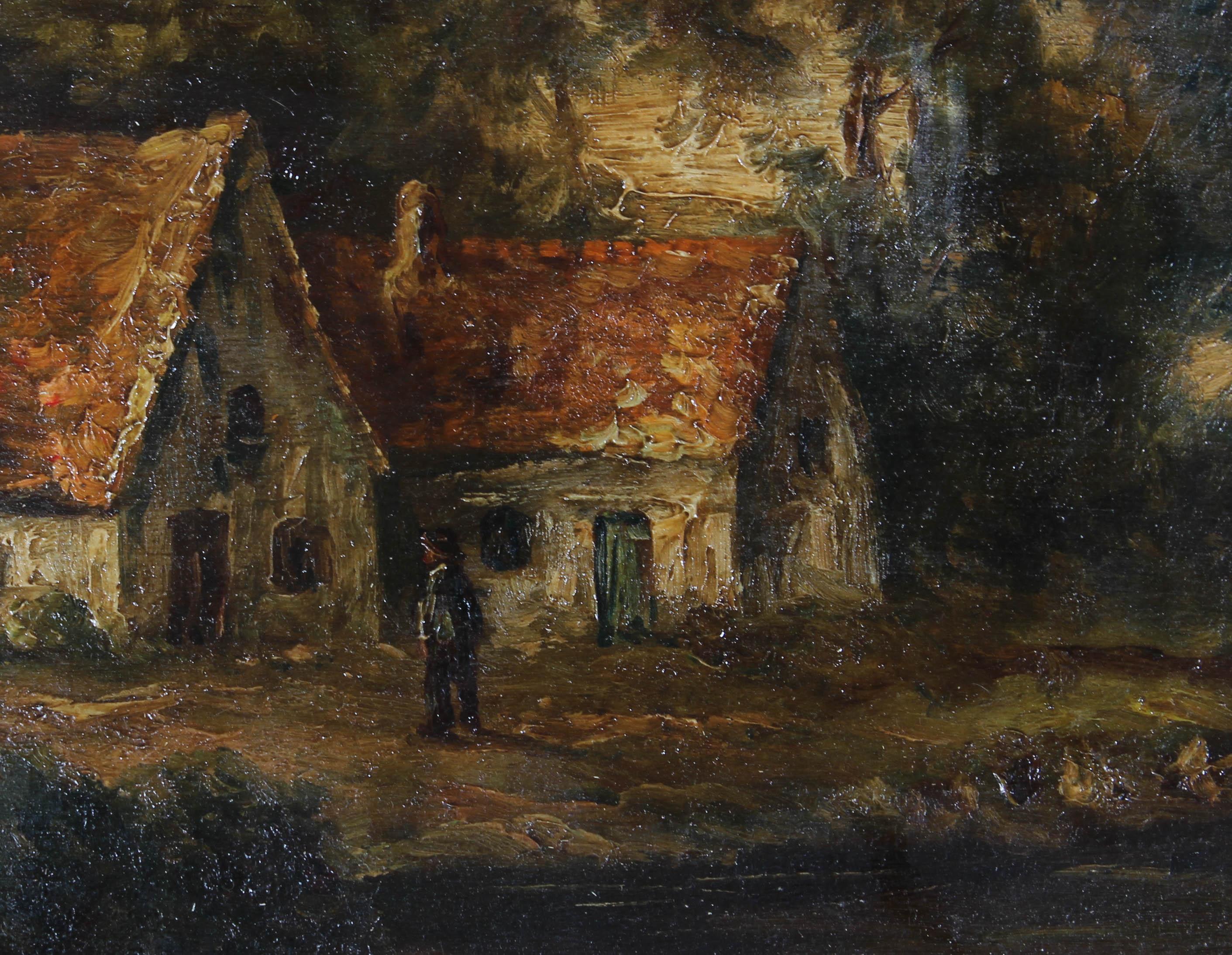 F. Allin - Early 20th Century Oil, Cottage on the River For Sale 4