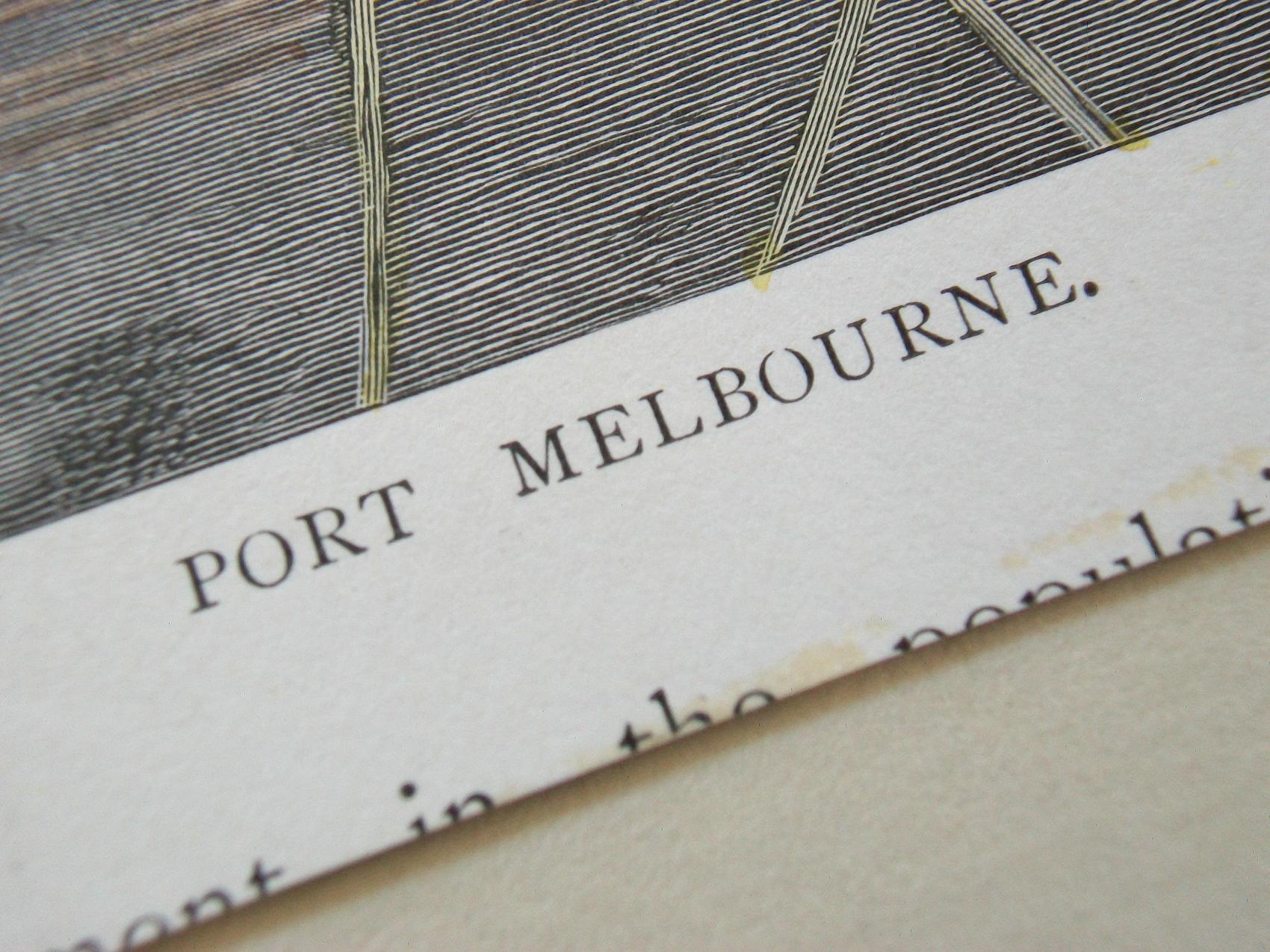 Victorian F. B. SCHELL - 'Port Melbourne' - Hand Colored Print - Australia - Circa 1880