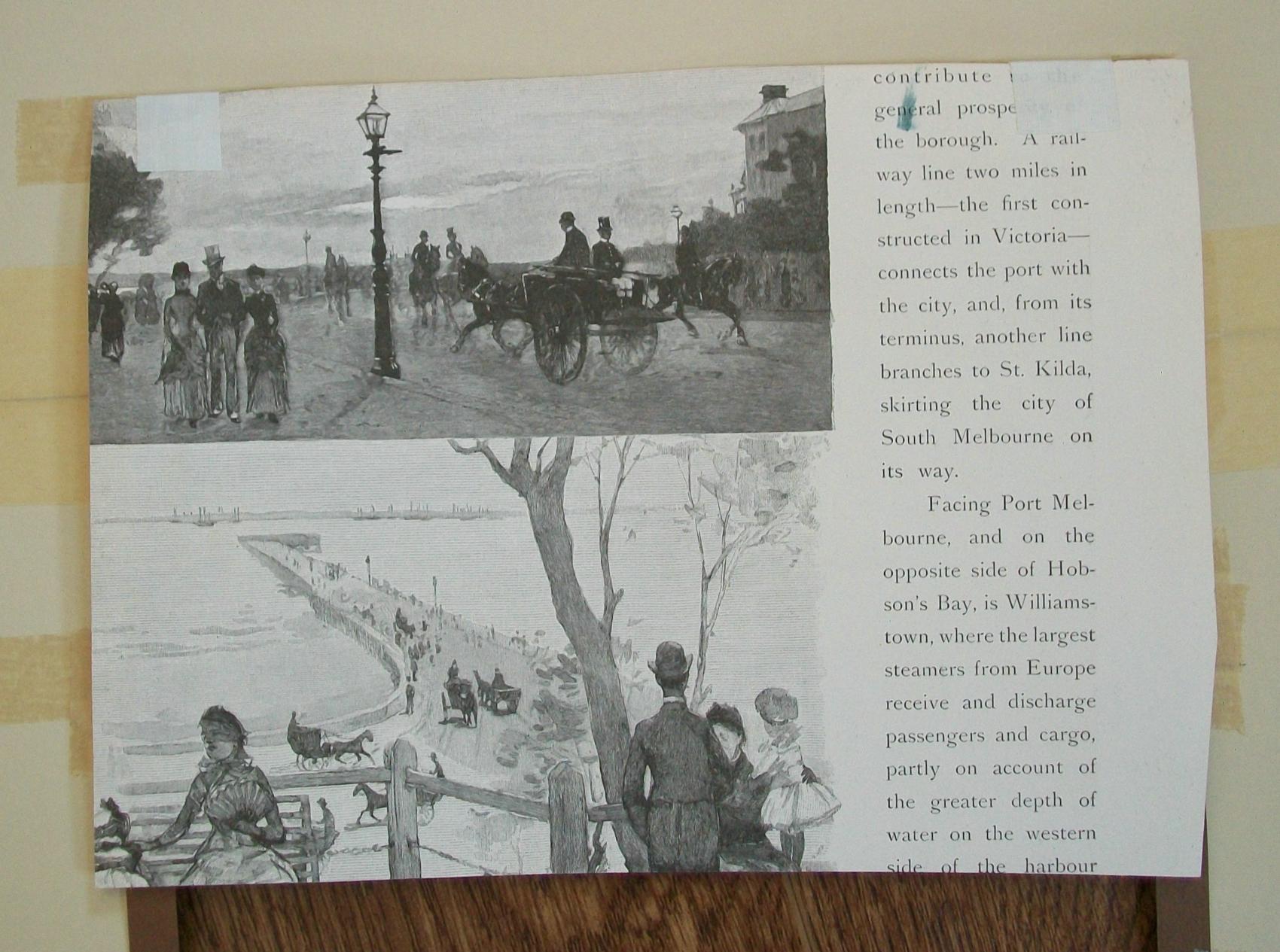 F. B. SCHELL - 'Port Melbourne' - Hand Colored Print - Australia - Circa 1880 In Good Condition In Chatham, ON
