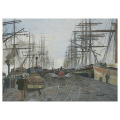 F. B. SCHELL - 'Port Melbourne' - Hand Colored Print - Australia - Circa 1880