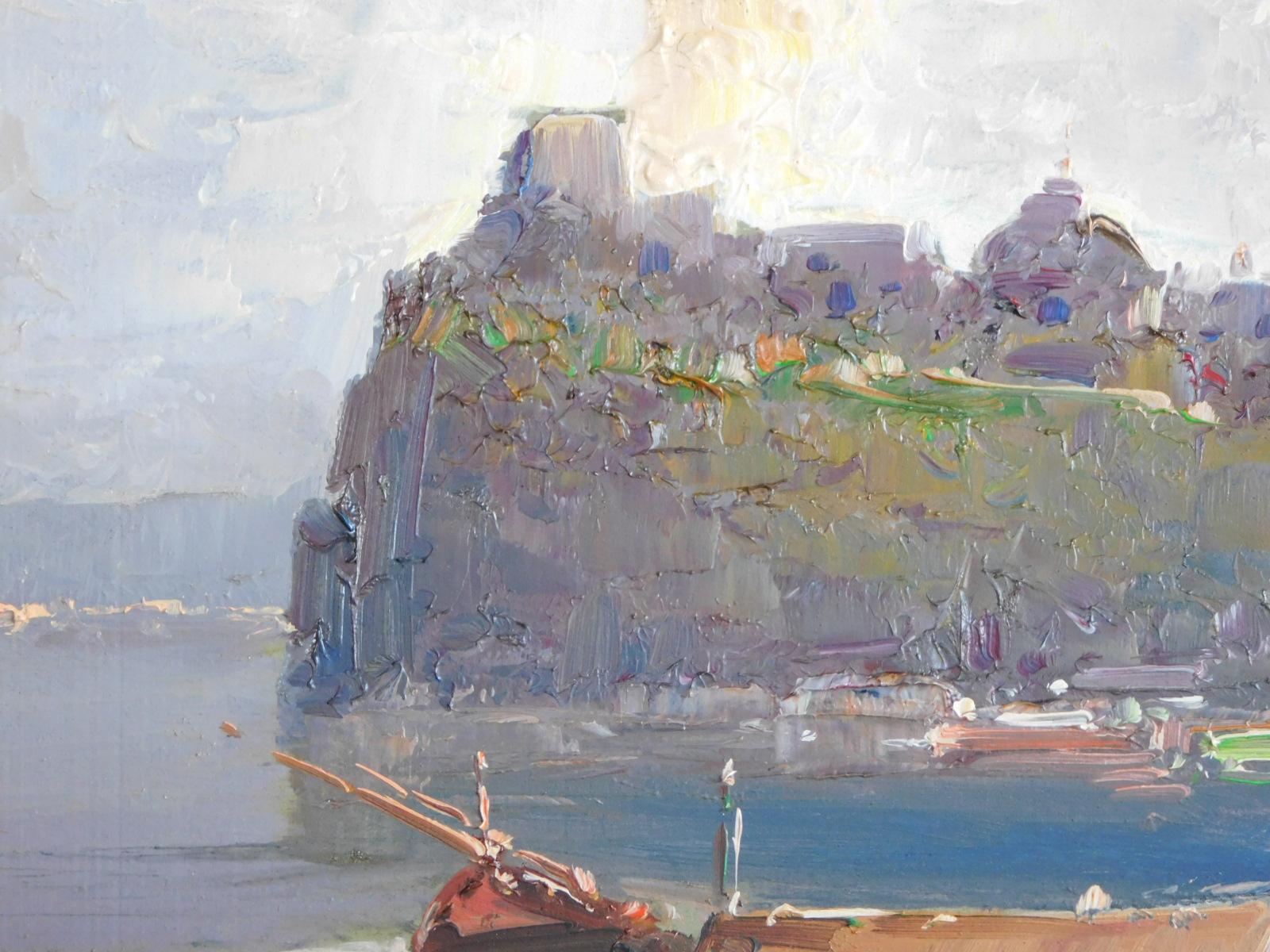 Italian F. BALDI  Original Oil on Board Impressionist Paintings of Castle Scenes For Sale