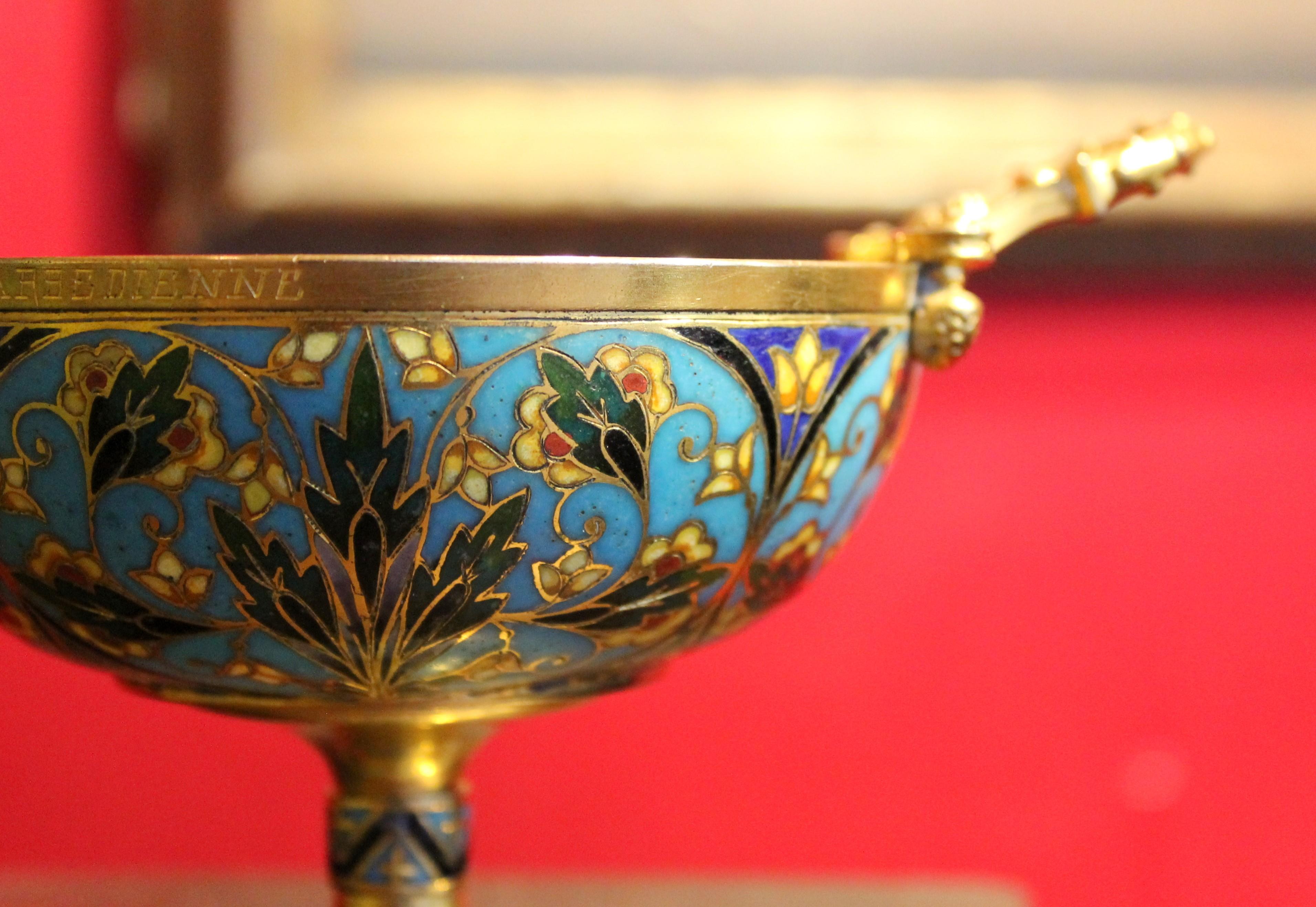 F. Barbedienne, 19th Century French Gilt Bronze and Cloisonnè Enamel Tazza Cup 1