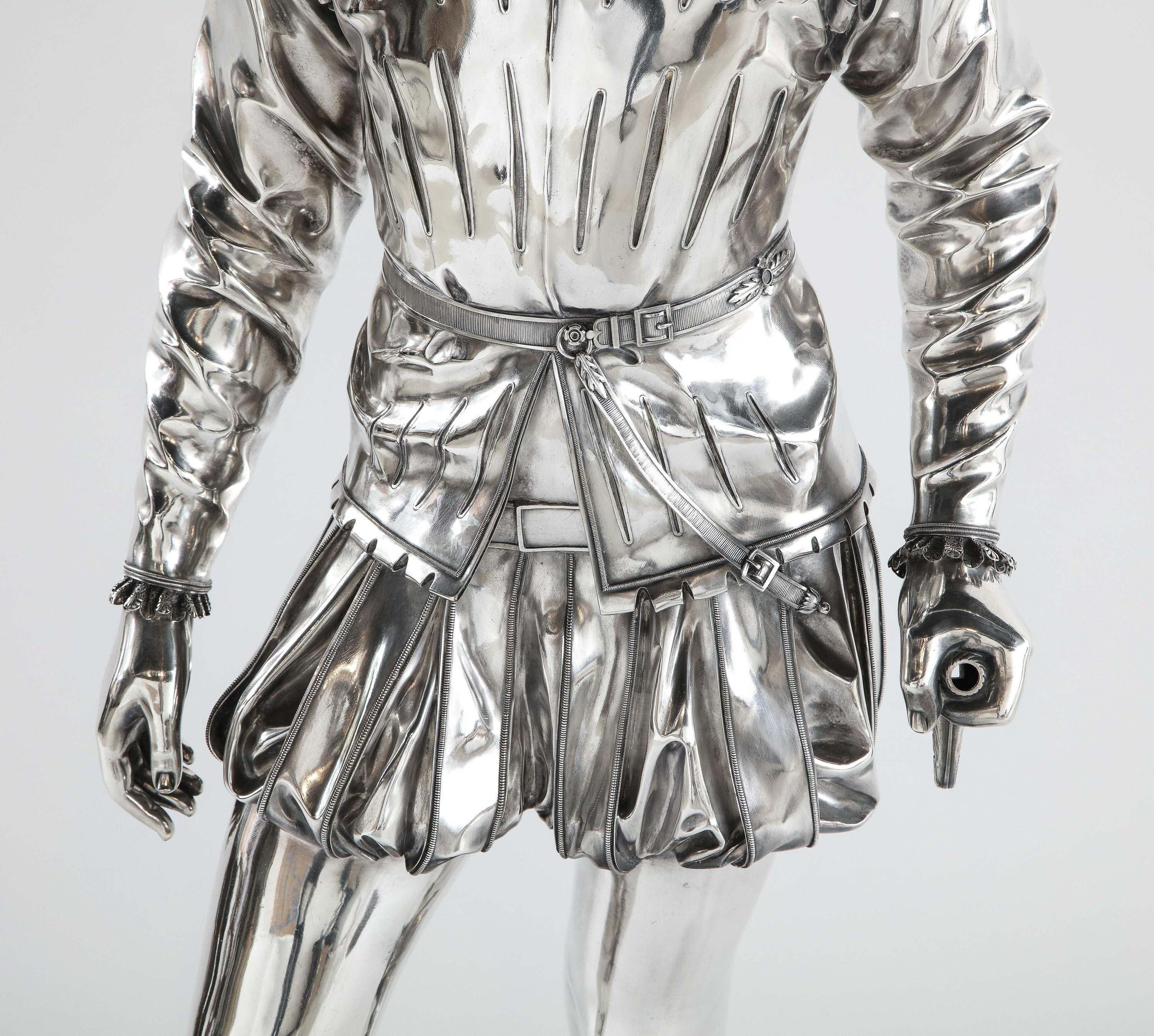 19th Century F. Barbedienne, a Life-Size Silvered Bronze of King Henri IV Enfant as a Child